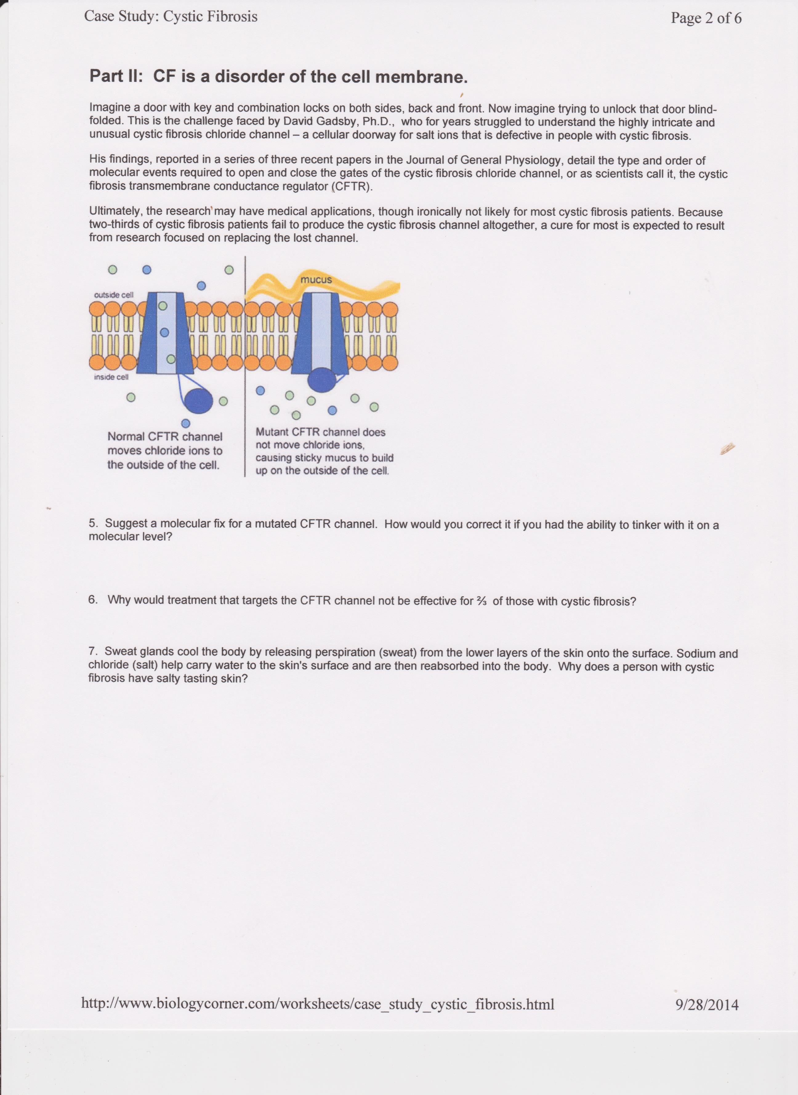 case study cystic fibrosis worksheet answers